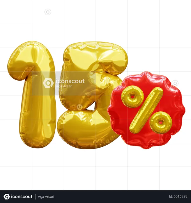15 percent  3D Icon