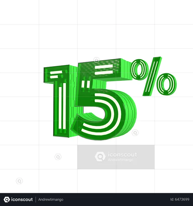 15 Percent Discount  3D Icon