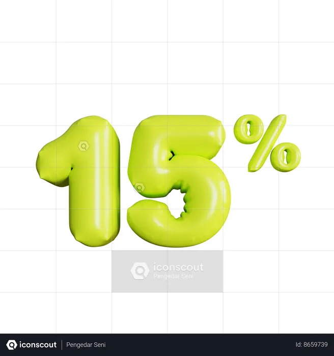 15 Percent Discount  3D Icon