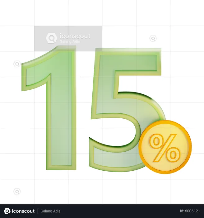 15 Percent Discount  3D Icon