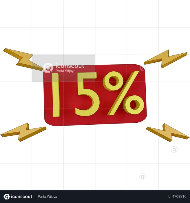 15 Percent Discount  3D Illustration