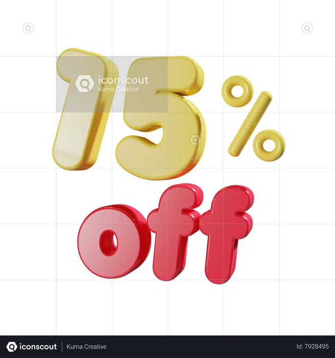 15 Percent Off  3D Icon