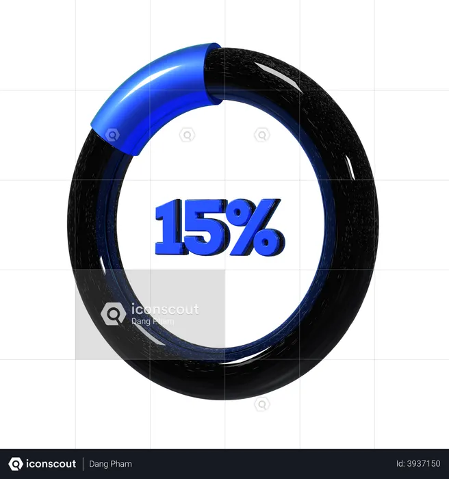 15 Percent Pie Chart  3D Illustration