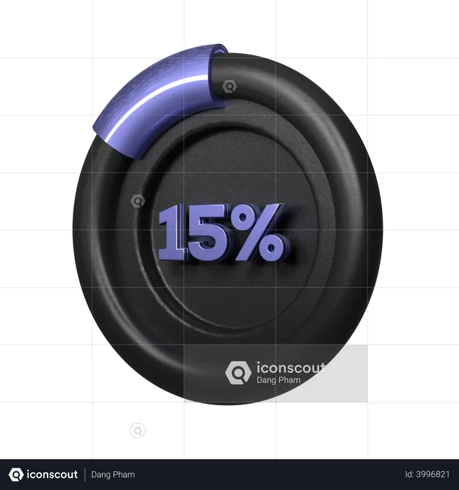 15 Percent Pie Chart  3D Illustration