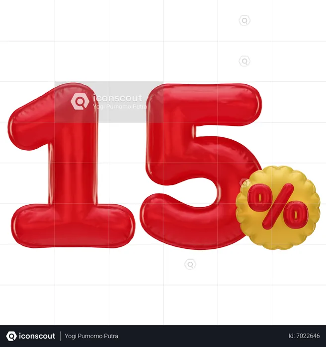 15 por cento de desconto  3D Icon