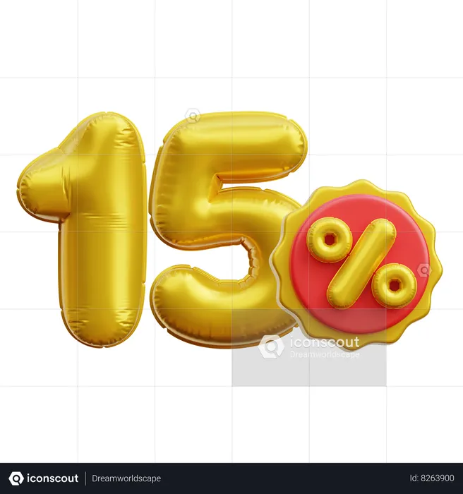 15 por ciento  3D Icon