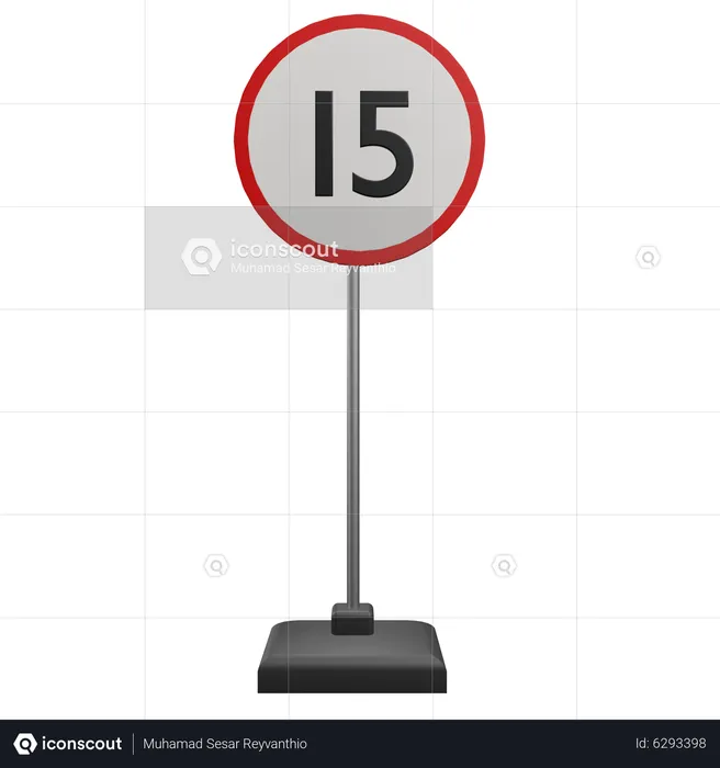 15 Speed Limit  3D Icon
