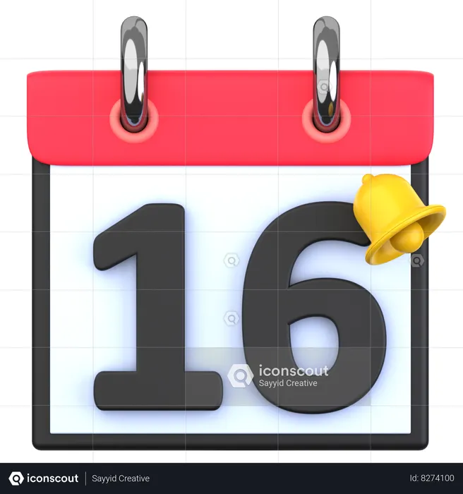 16 Date  3D Icon