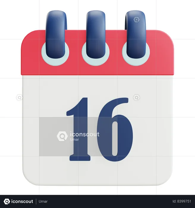 16 date  3D Icon