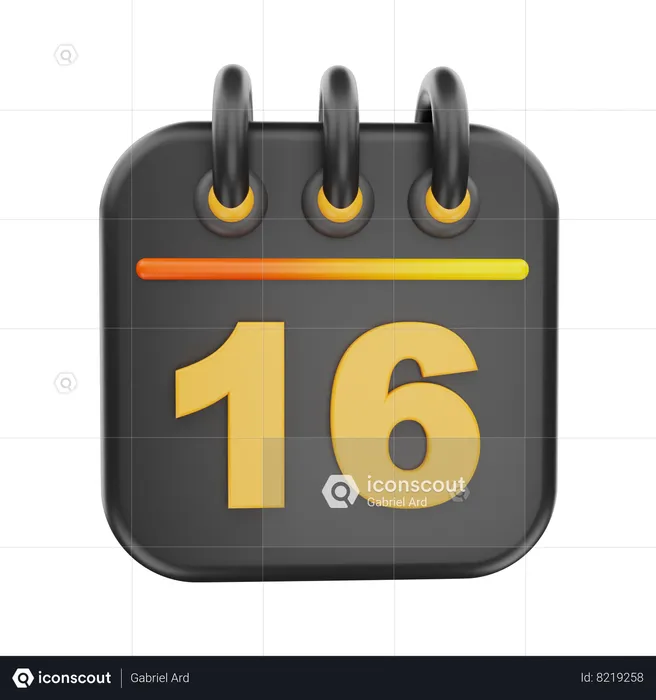 16 Date  3D Icon