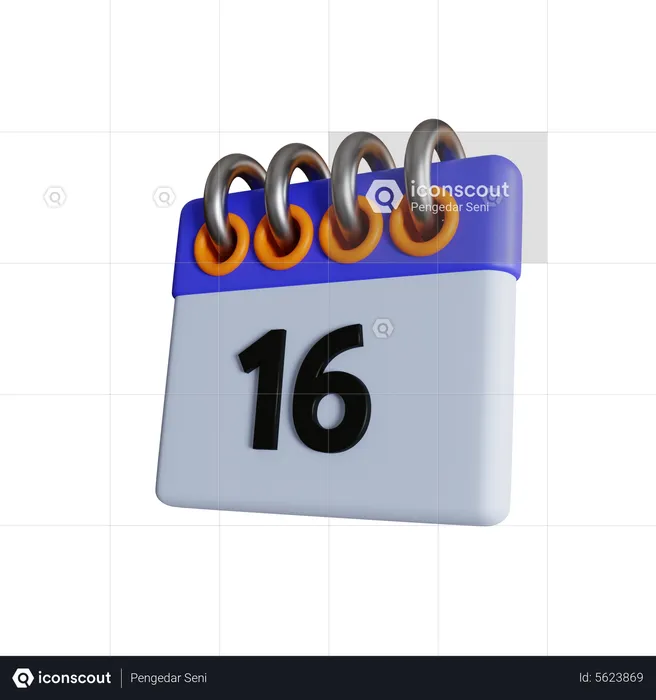 16 date  3D Icon