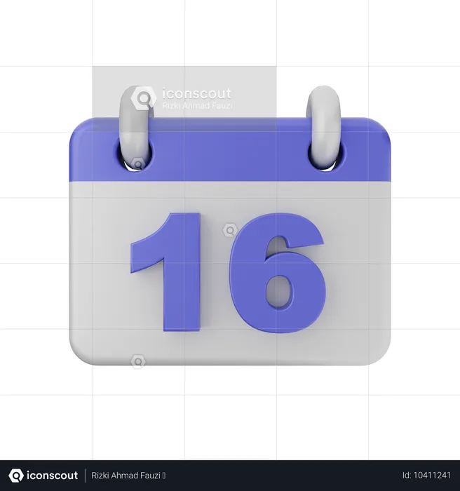 16 Date Calendar  3D Icon