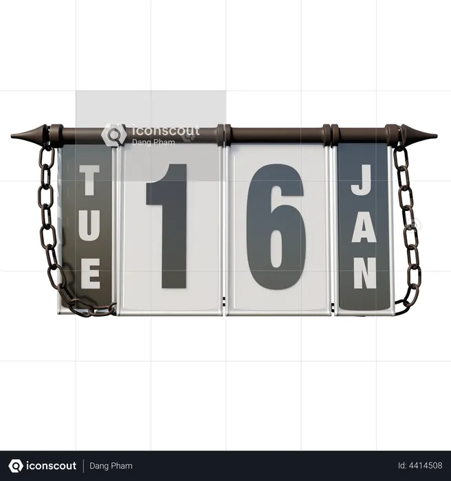 16 de janeiro terça-feira  3D Illustration