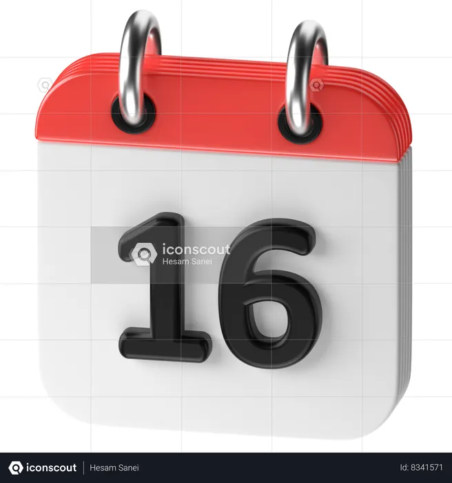 16 fecha  3D Icon