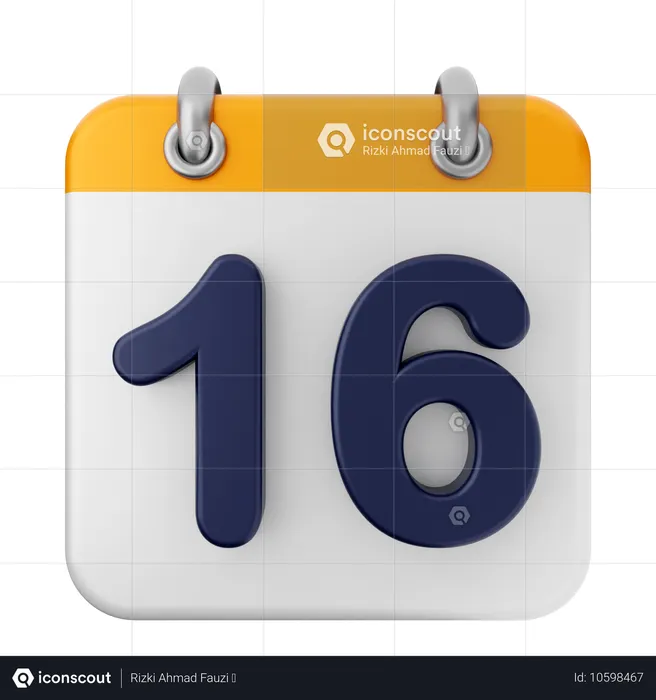 16th Calendar  3D Icon