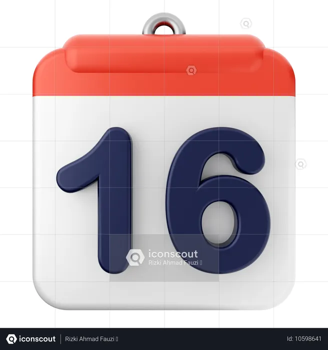 16th Calendar  3D Icon