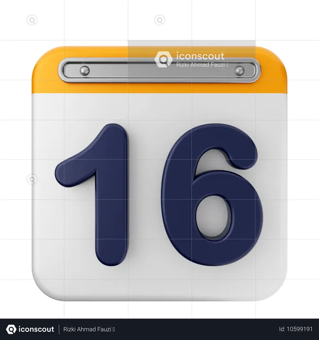 16th Calendar  3D Icon