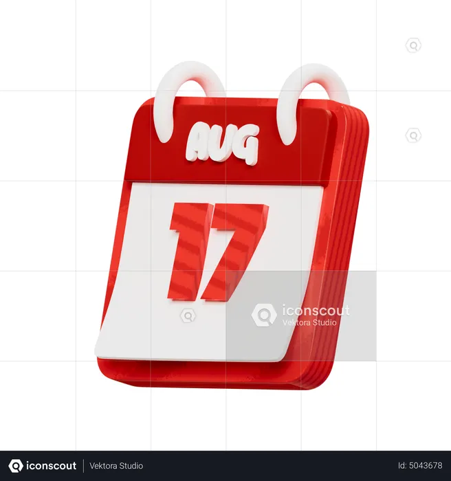 Calendario del 17 de agosto  3D Icon