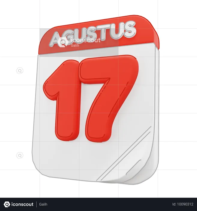 Kalender vom 17. August  3D Icon