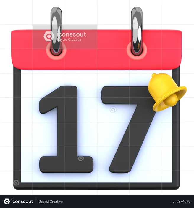 17 Date  3D Icon