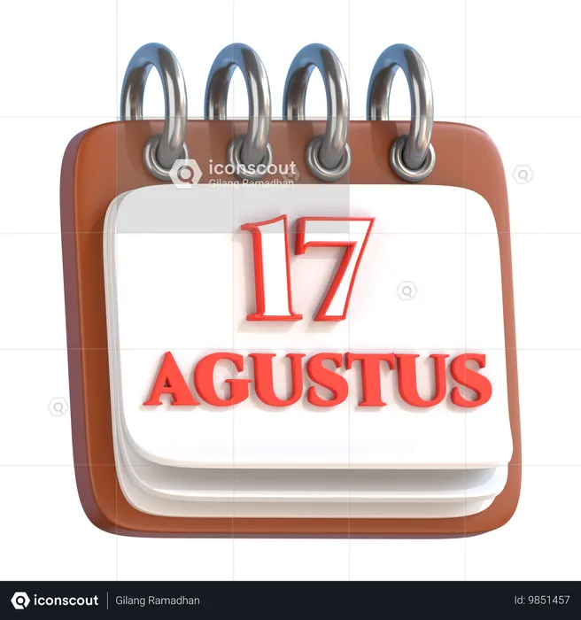 Calendário de 17 de agosto  3D Icon