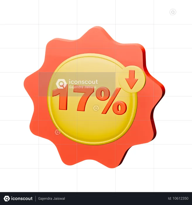 17%割引バッジ  3D Icon