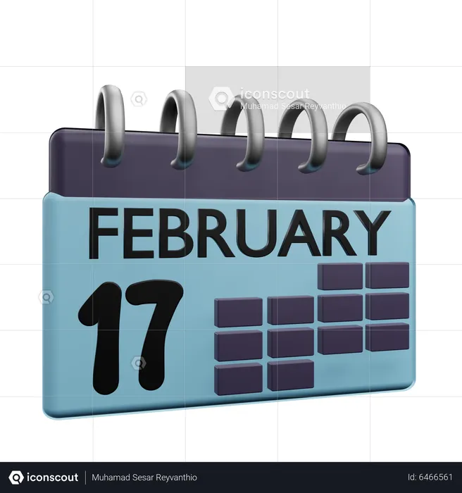 Calendario del 17 de febrero  3D Icon