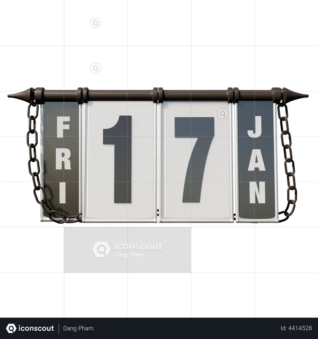 17. Januar Freitag  3D Illustration