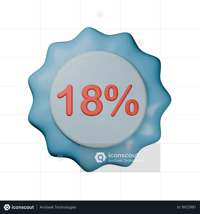 Selo de desconto de 18%  3D Icon