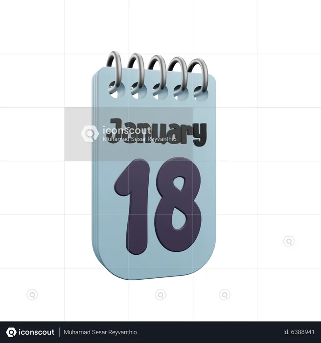 Calendrier du 18 janvier  3D Icon