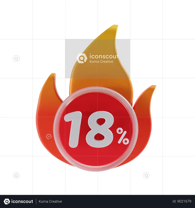 18 por cento  3D Icon