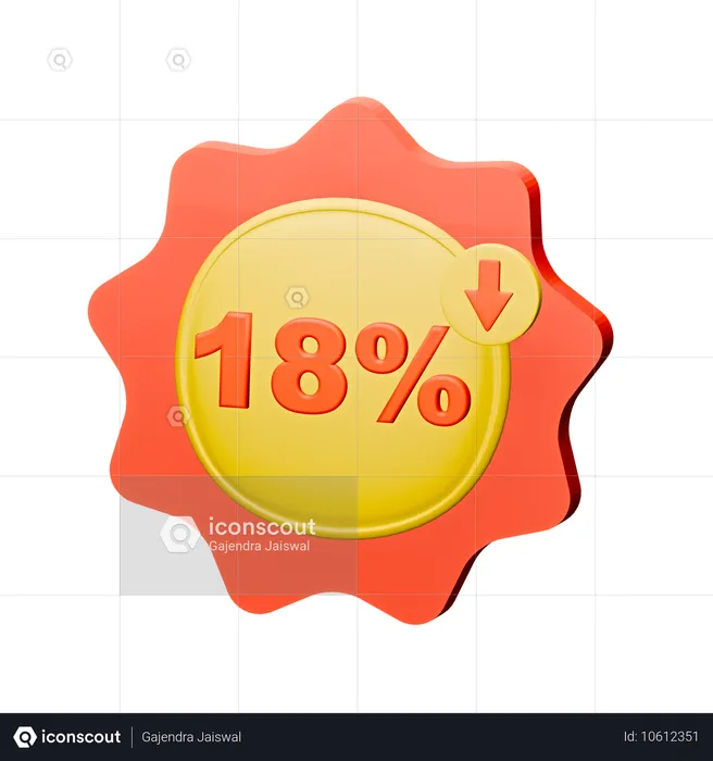 18% Rabatt-Abzeichen  3D Icon