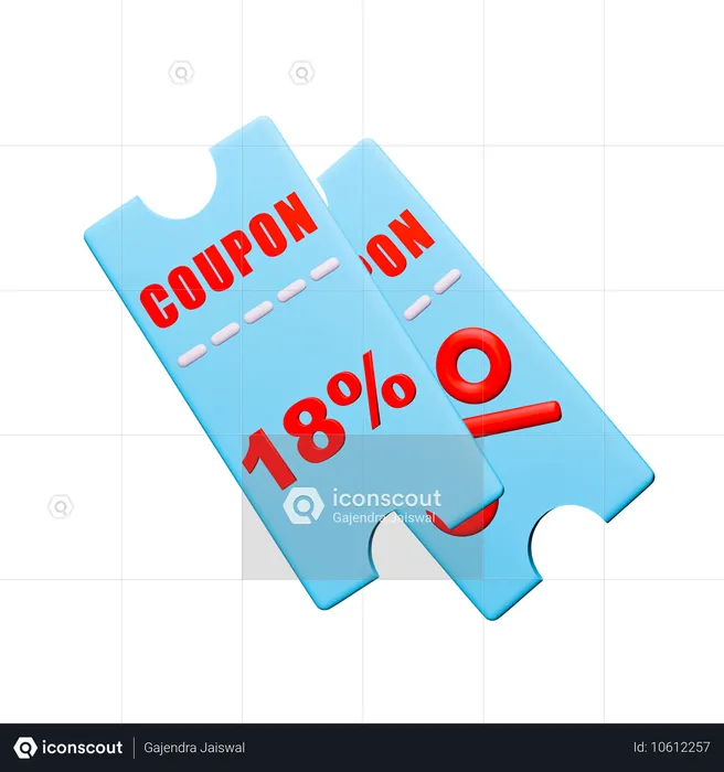 18% Rabatt-Gutschein  3D Icon