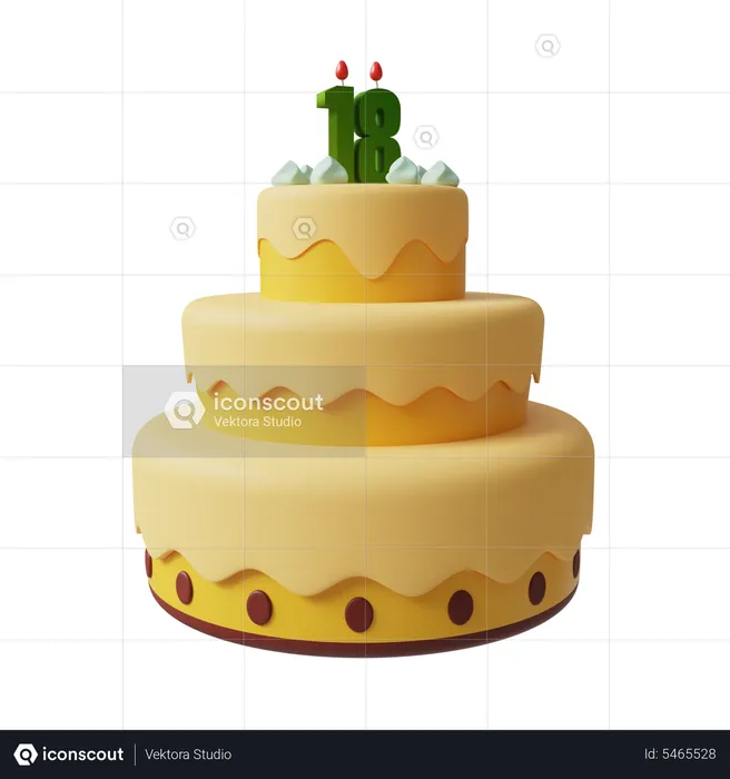 18th Birthday Cake  3D Icon