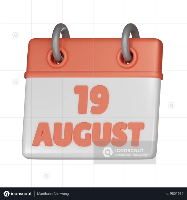 19 August  3D Icon