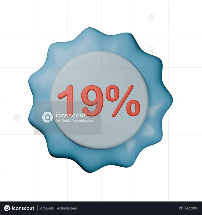 Selo de desconto de 19%  3D Icon