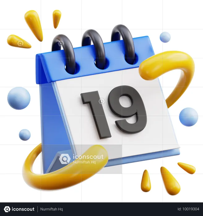 19 Date  3D Icon