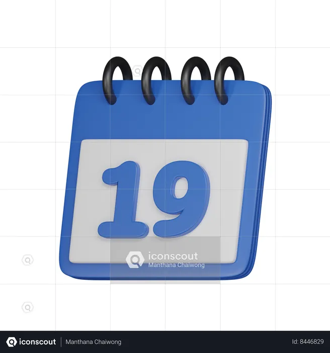 19 Date  3D Icon