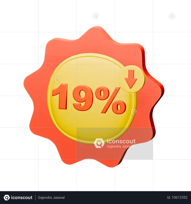 Selo de desconto de 19%  3D Icon