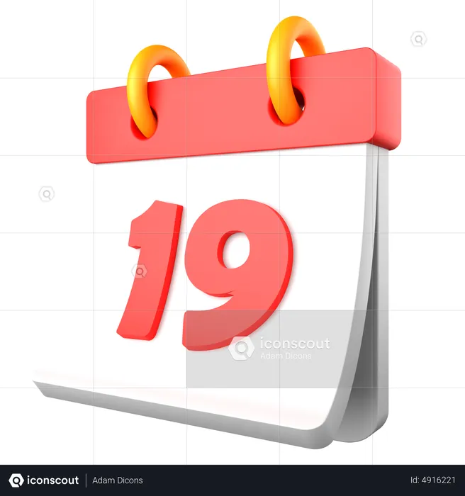 19 fecha  3D Icon