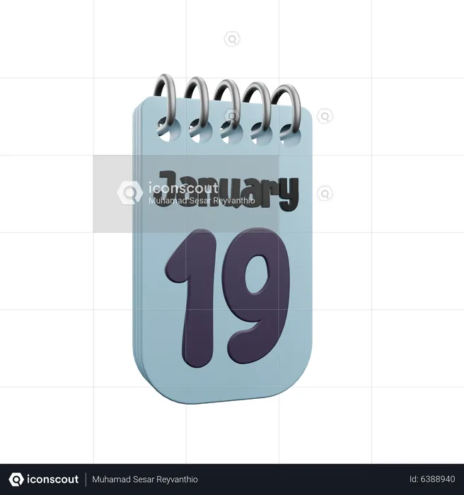 19 January Calender  3D Icon