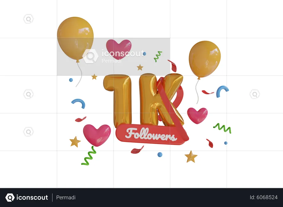 1K Follower  3D Icon
