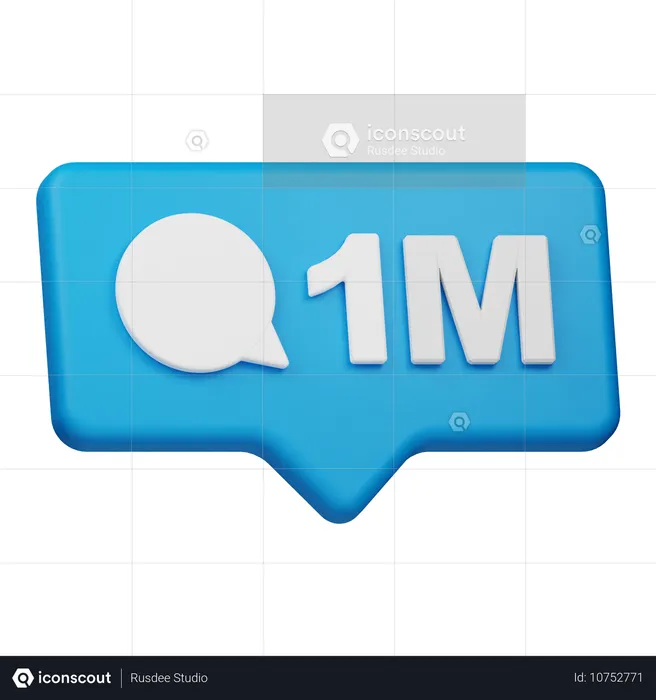 1M Comment Notification  3D Icon