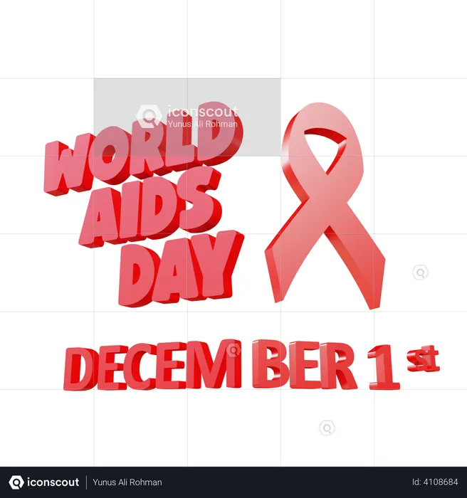 1st December Aids Day  3D Illustration