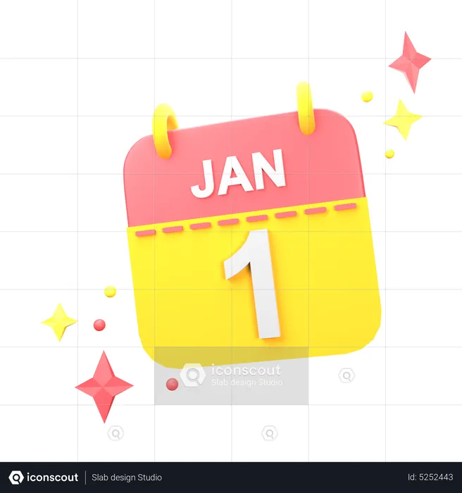 1st January  3D Icon