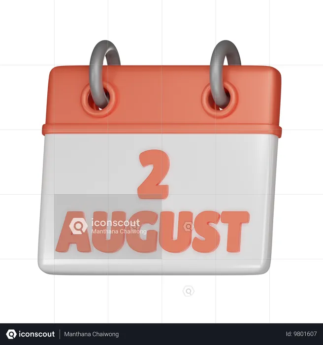 2 August  3D Icon