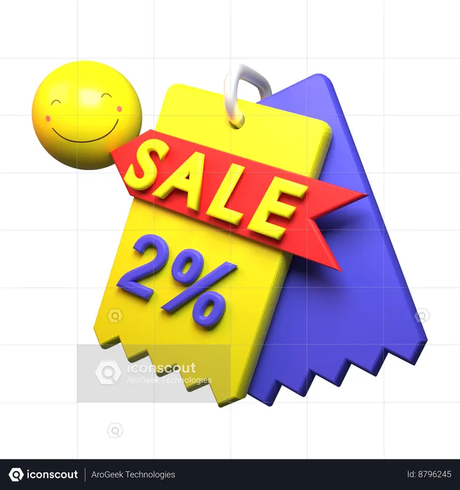 2% Discount  3D Icon