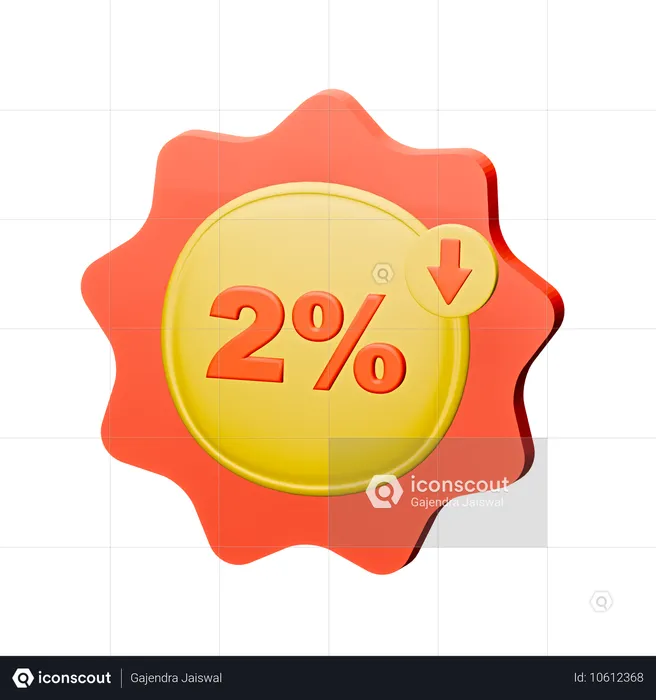 2%割引バッジ  3D Icon