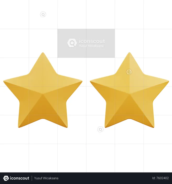 2 estrellas  3D Icon