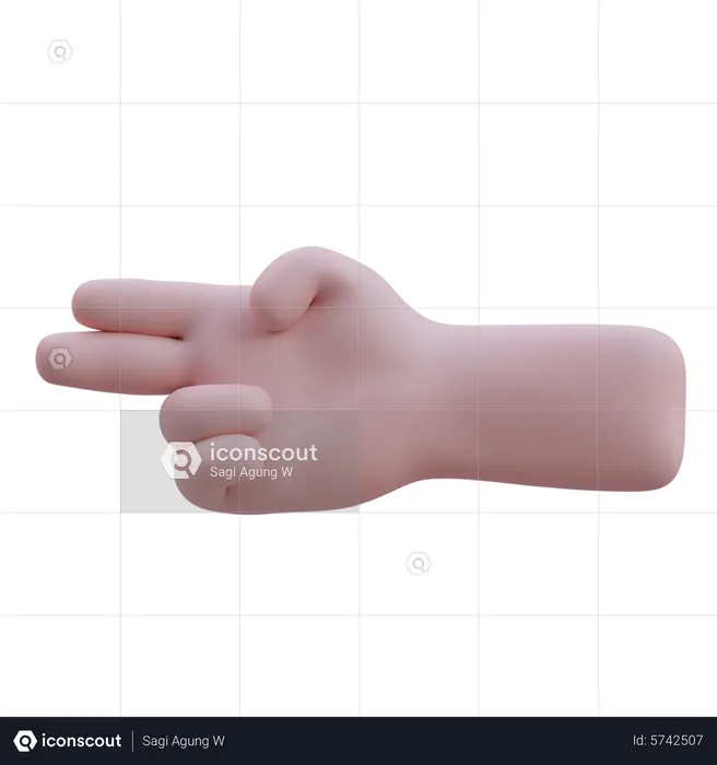 2 Fingers Pointing Hand Gesture  3D Icon